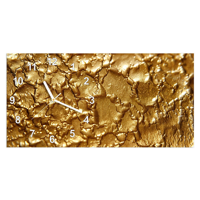 Wanduhr Goldene Struktur aus Glas – Querformat 60 × 30 cm mit Ziffernblatt Modern