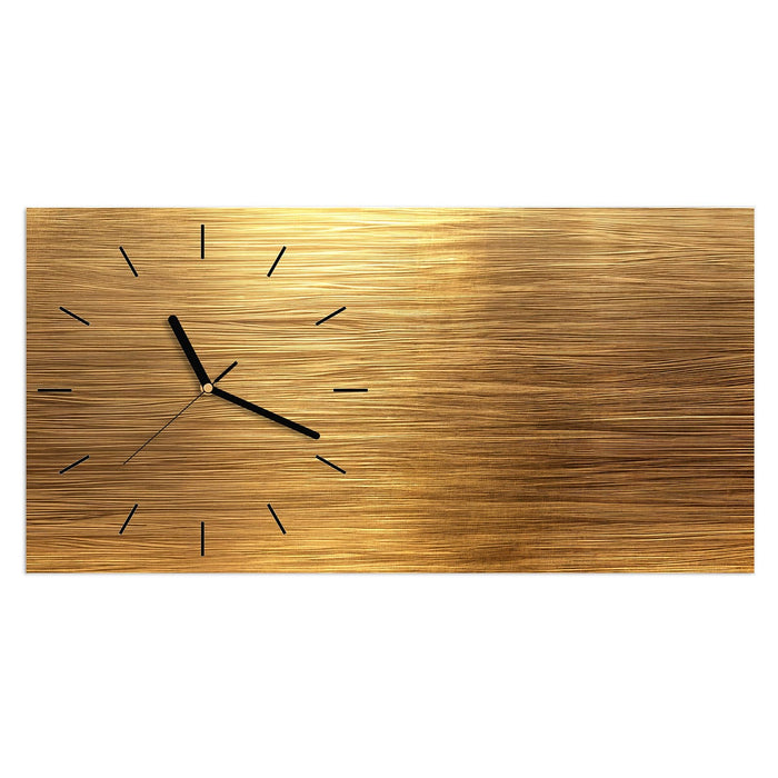 Wanduhr Golden Textured Surface aus Glas – Querformat 60 × 30 cm mit Ziffernblatt Linie