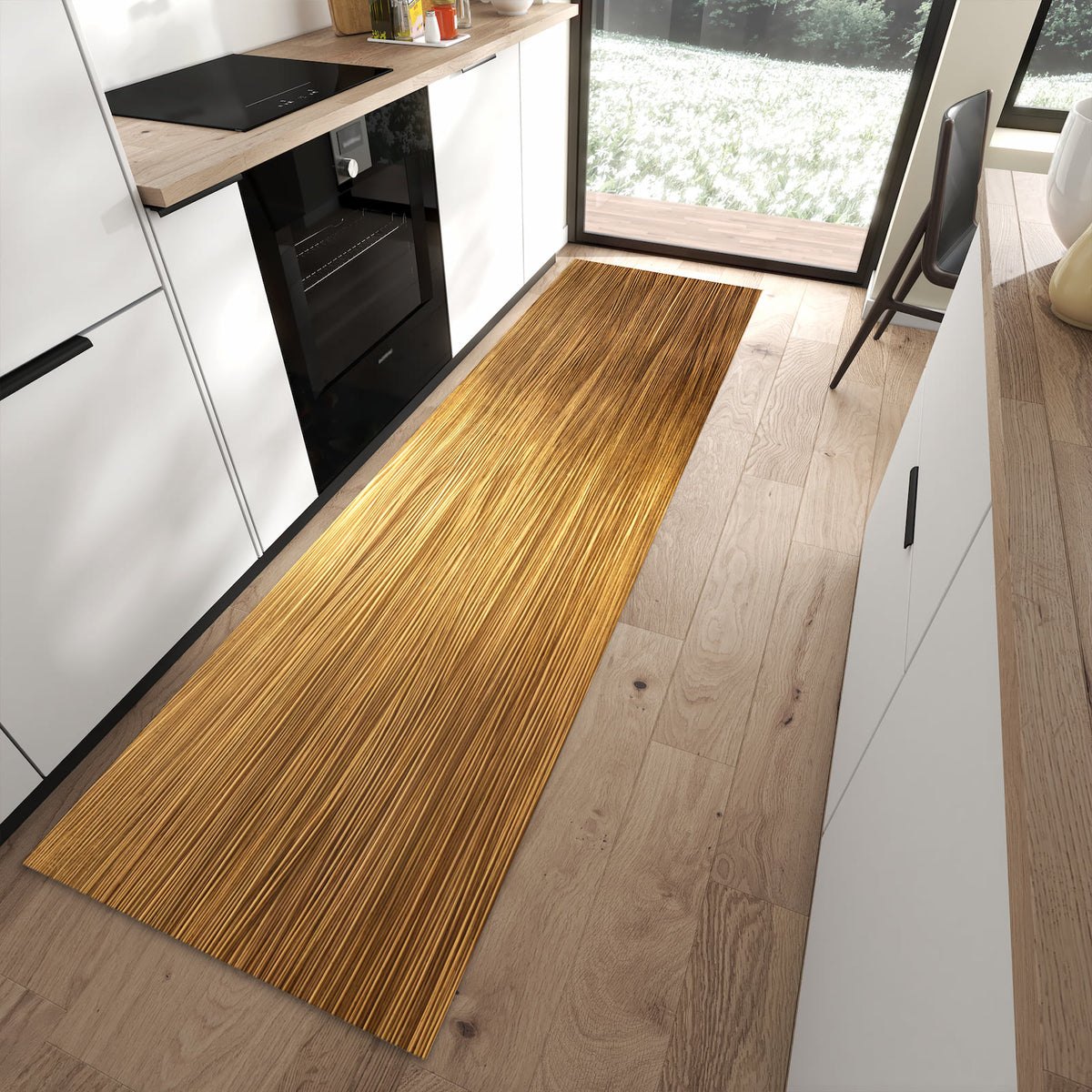Waschbarer Küchenläufer mit Motiv Golden Textured Surface in moderner Küche