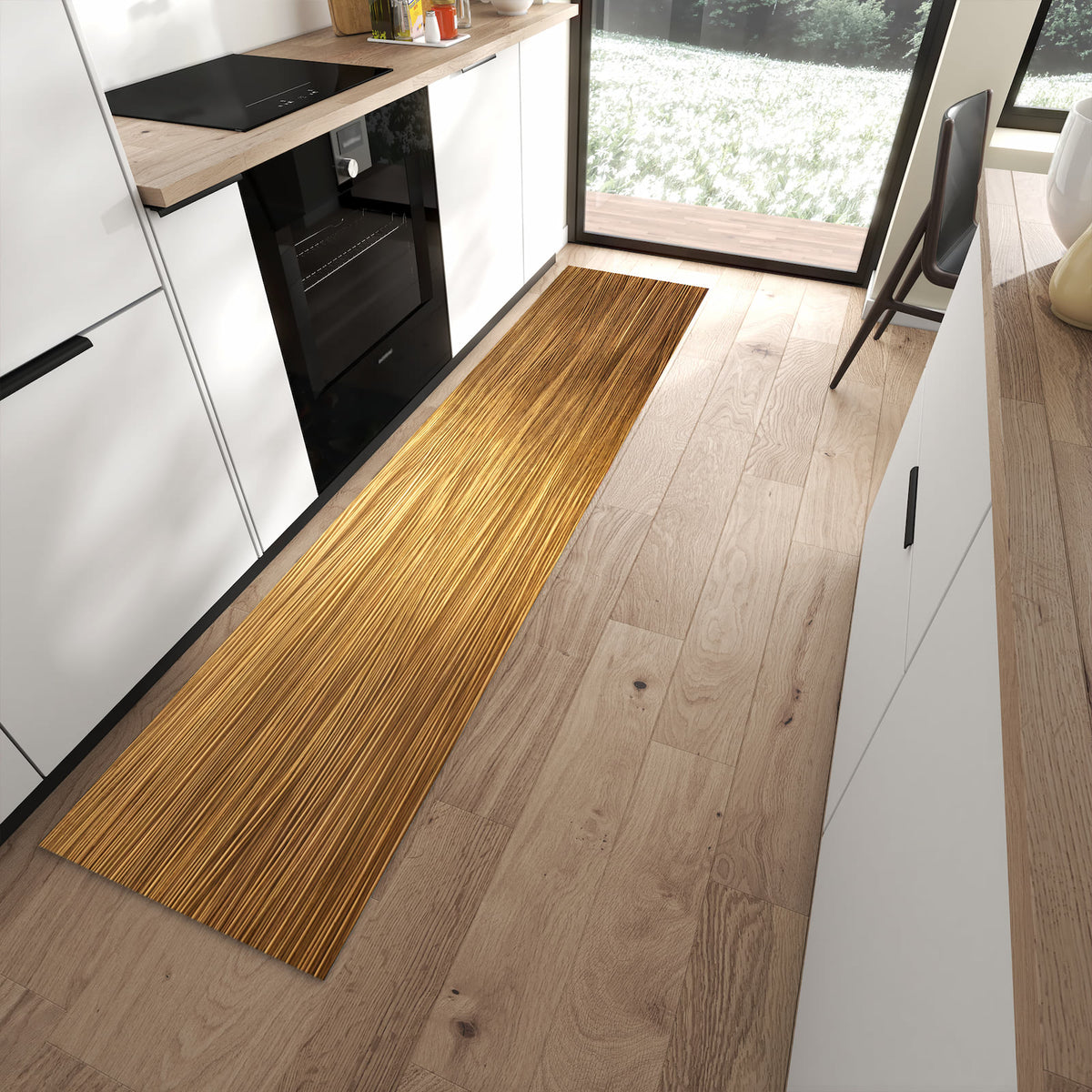 Rutschfester Küchenteppich mit Motiv Golden Textured Surface in moderner Küche