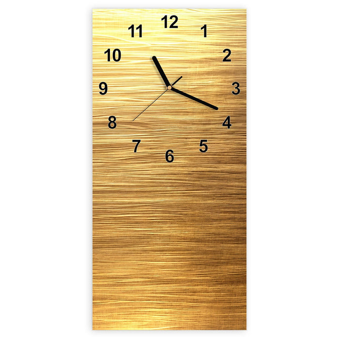 Wanduhr Golden Textured Surface aus Glas – Hochformat 30 × 60 cm mit Ziffernblatt Modern