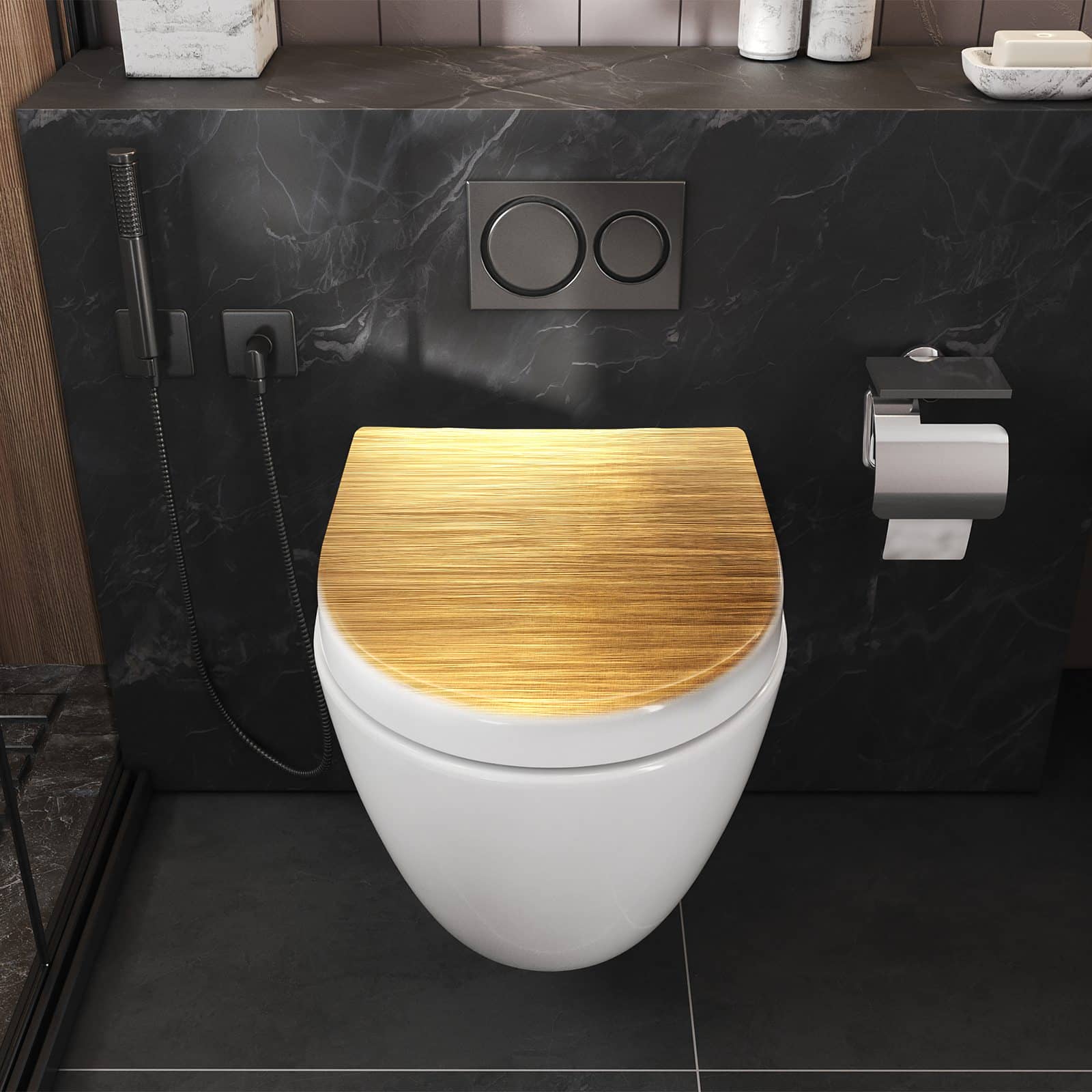 WC-Sitz mit Absenkautomatik Golden Textured Surface