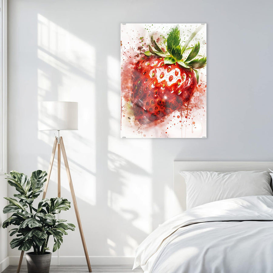 Maße Wandbild - Erdbeere in Aquarell - Hochformat