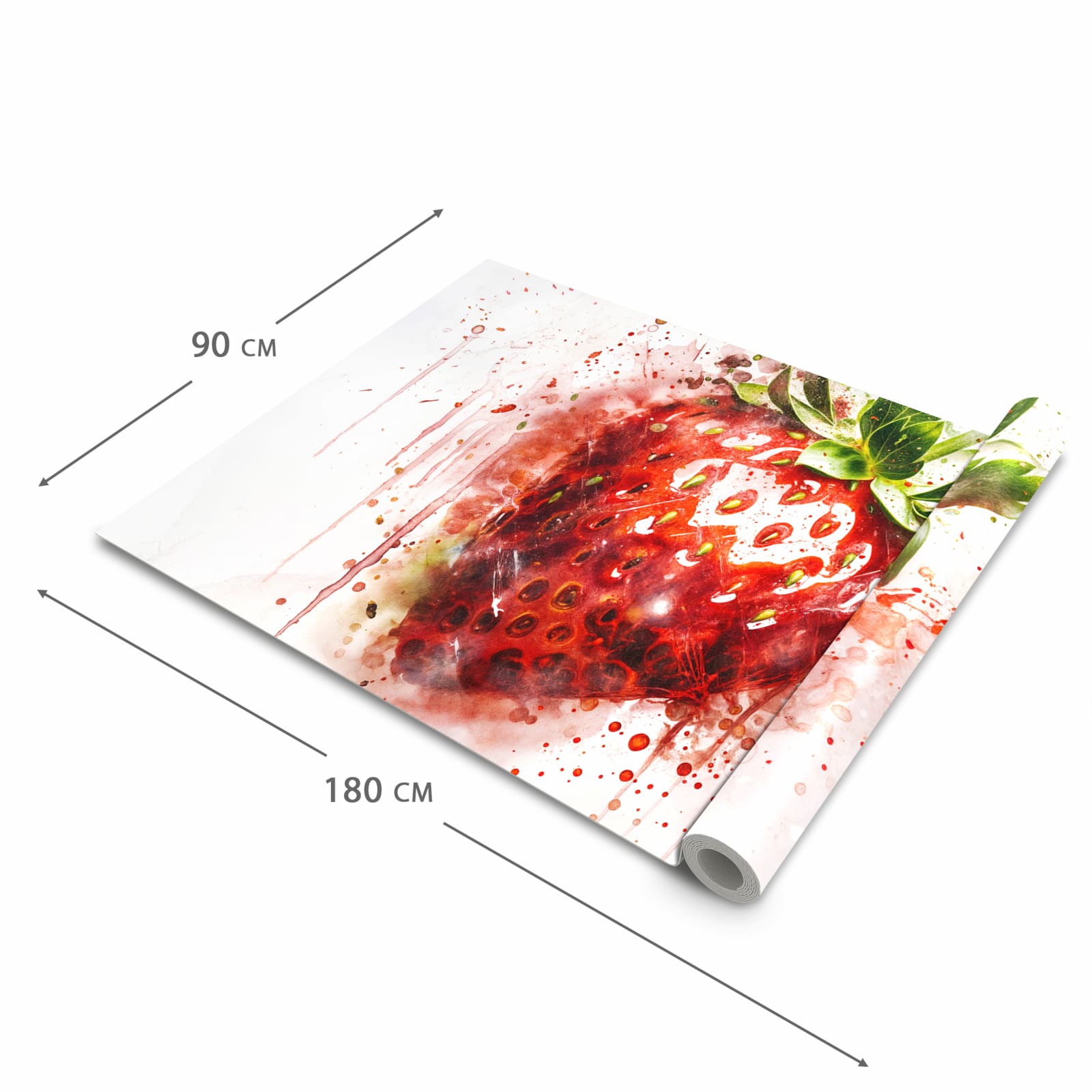 Flacher Küchenläufer mit Motiv Erdbeerkunstwerk in der Grösse 60x240 cm