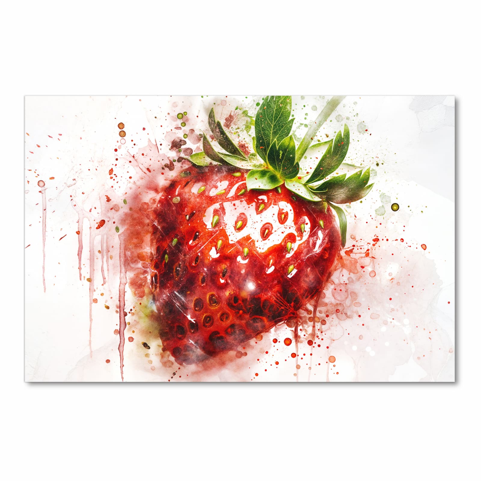 Wasserabweisender Küchenteppich mit Motiv Erdbeerkunstwerk in Frontansicht