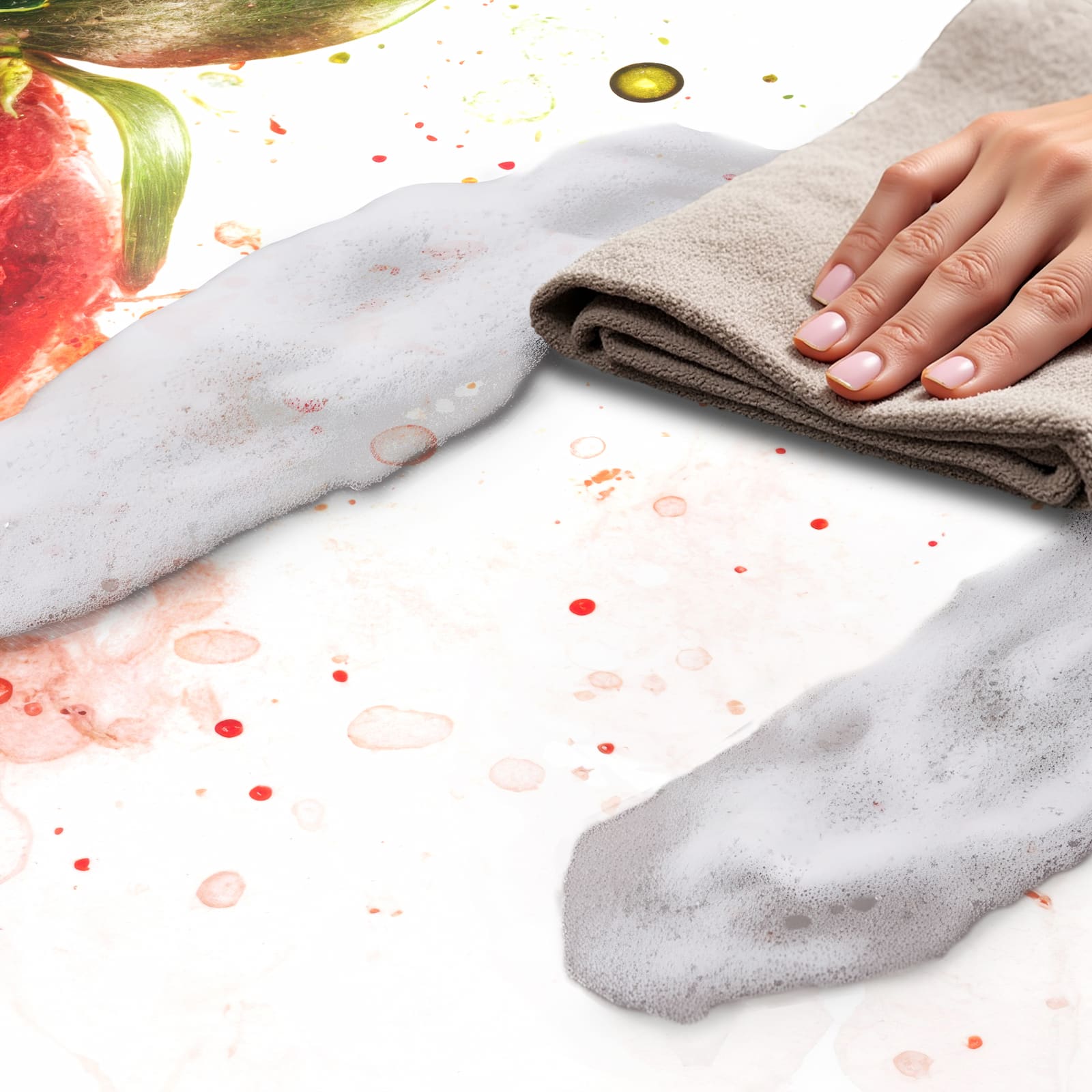 Pflegeleichter waschbarer Küchenteppich mit Motiv Erdbeerkunstwerk - einfach zu Reinigung