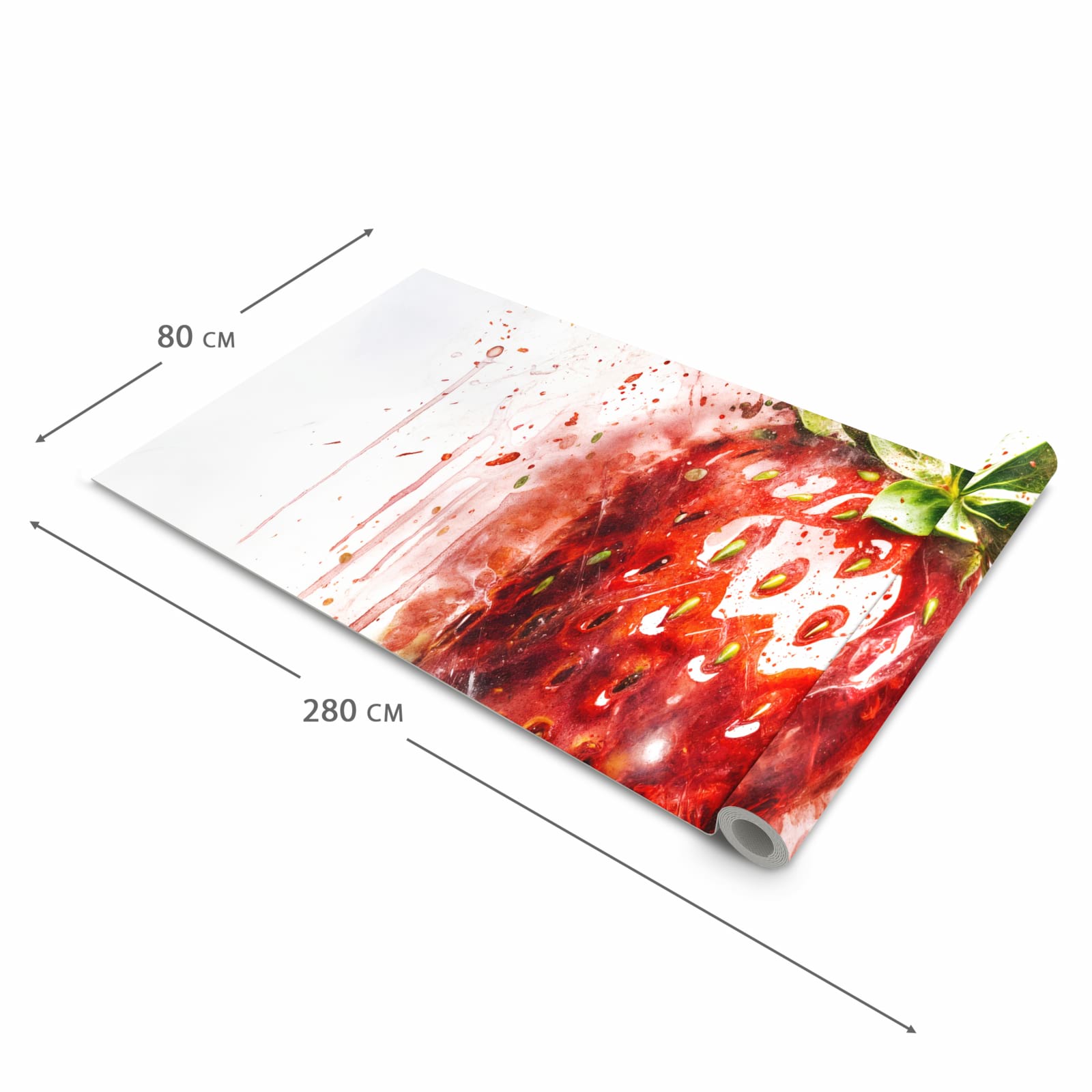 Geruchsneutraler waschbarer Küchenteppich mit Motiv Erdbeerkunstwerk in der Grösse 60x240 cm