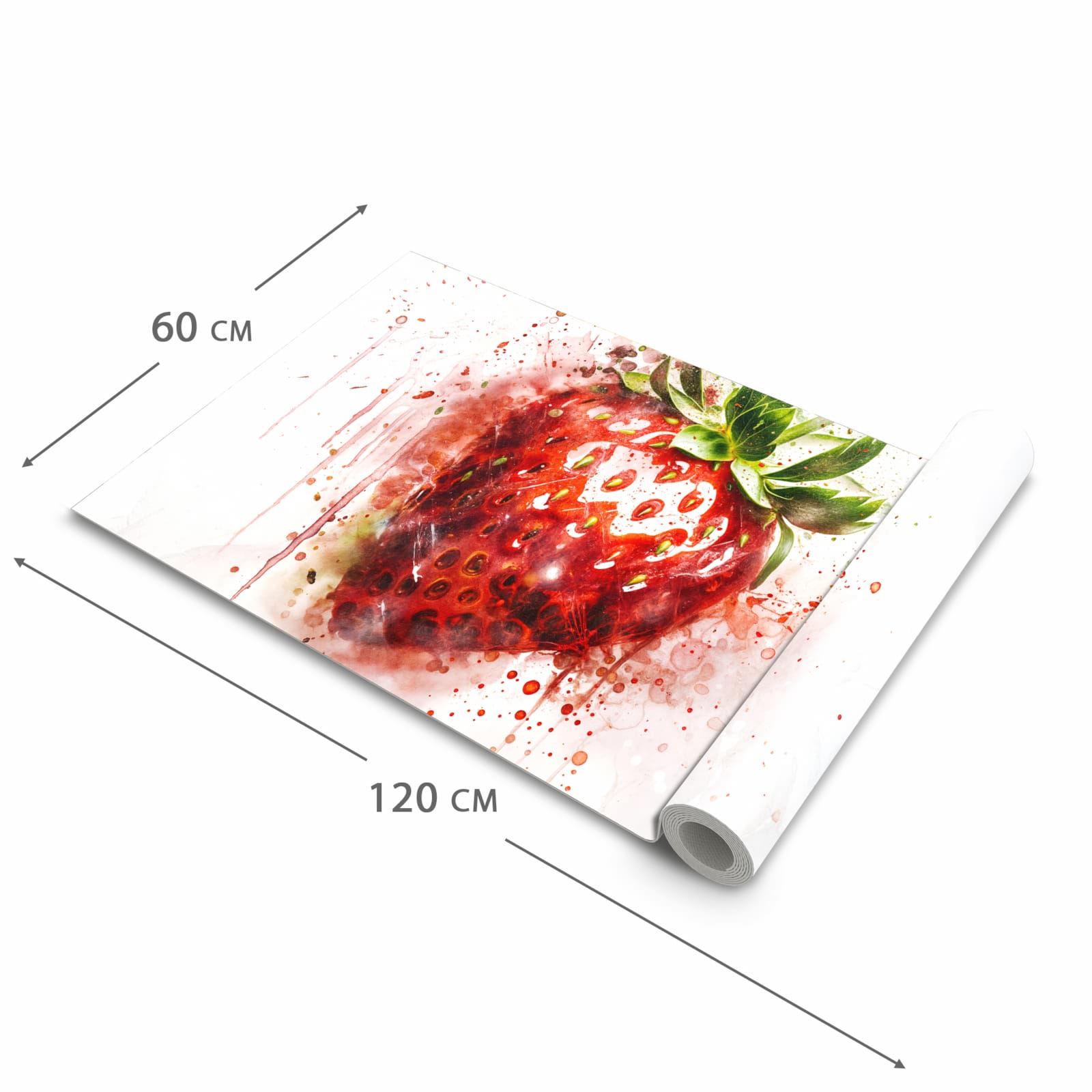 Küchenteppich mit Motiv Erdbeerkunstwerk in der Grösse 60x240 cm für sicheres Aufbewahren