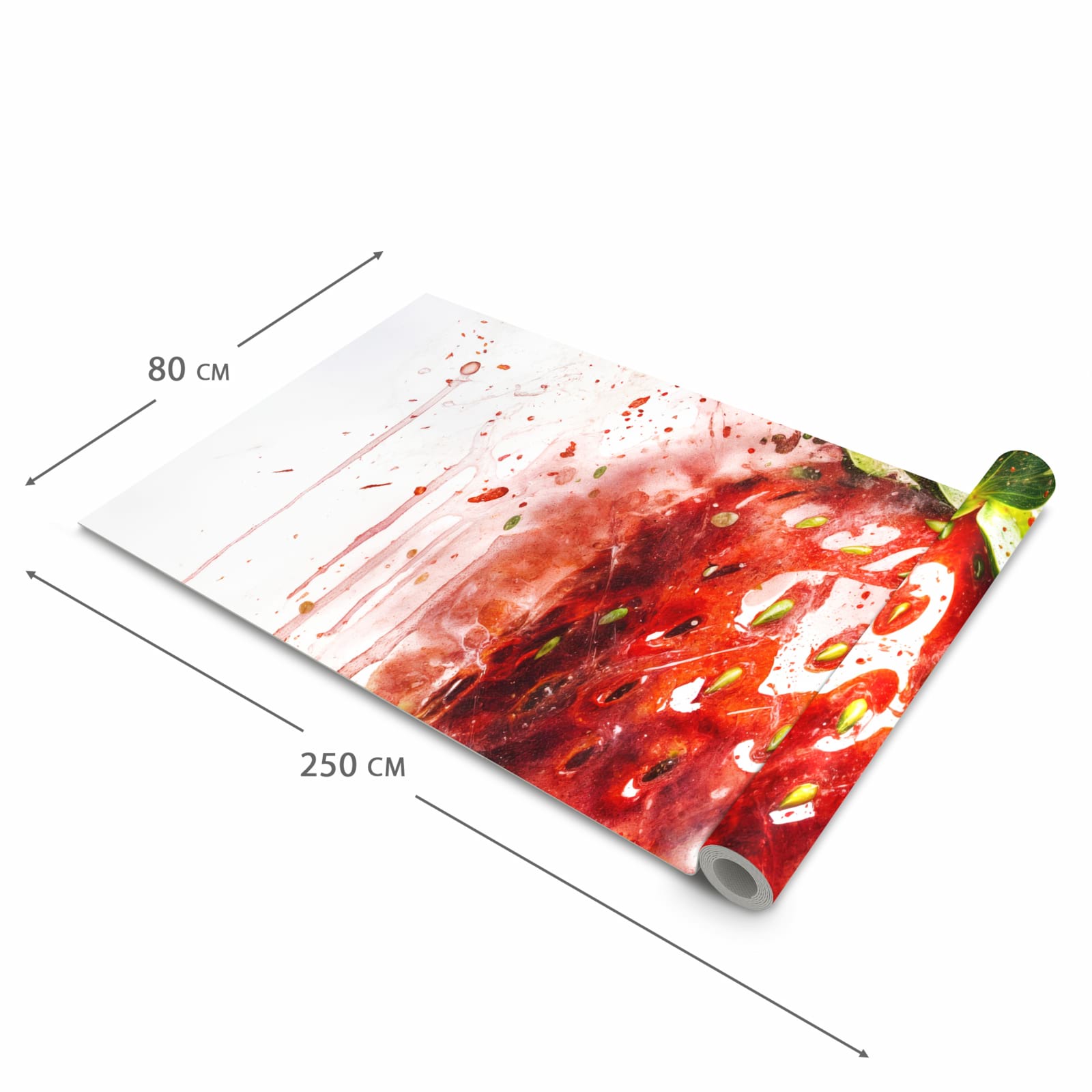 Schmutzabweisender rutschfester Küchenteppich mit Motiv Erdbeerkunstwerk in der Größe 60x240 cm