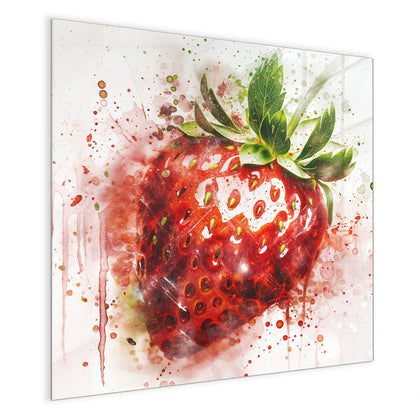 Magnettafel mit dem Motiv Erdbeere in Aquarell