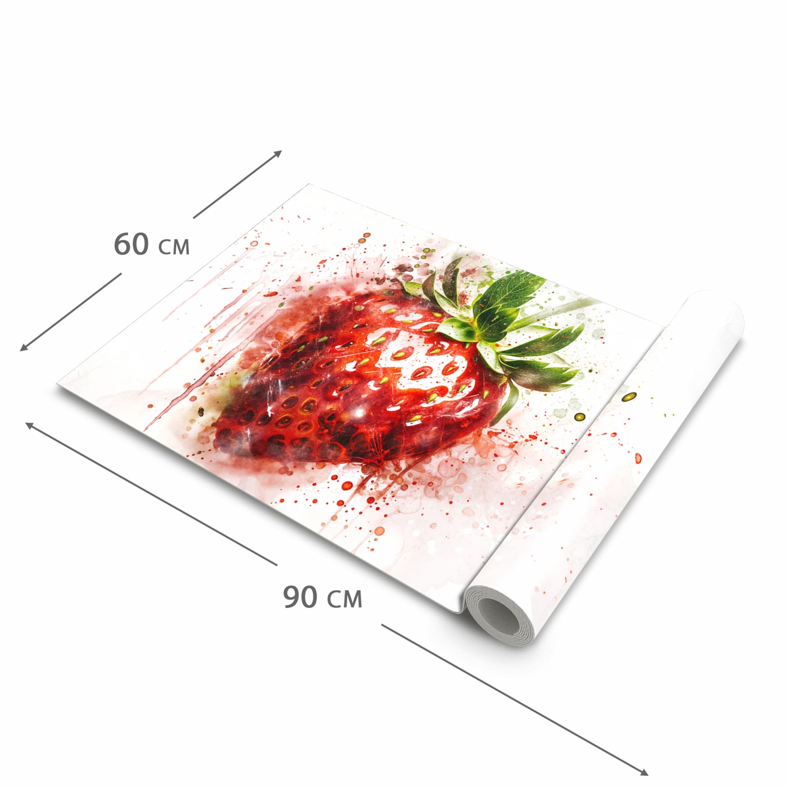 Wasserabweisender waschbarer Küchenteppich mit Motiv Erdbeerkunstwerk in der Grösse 60x240 cm