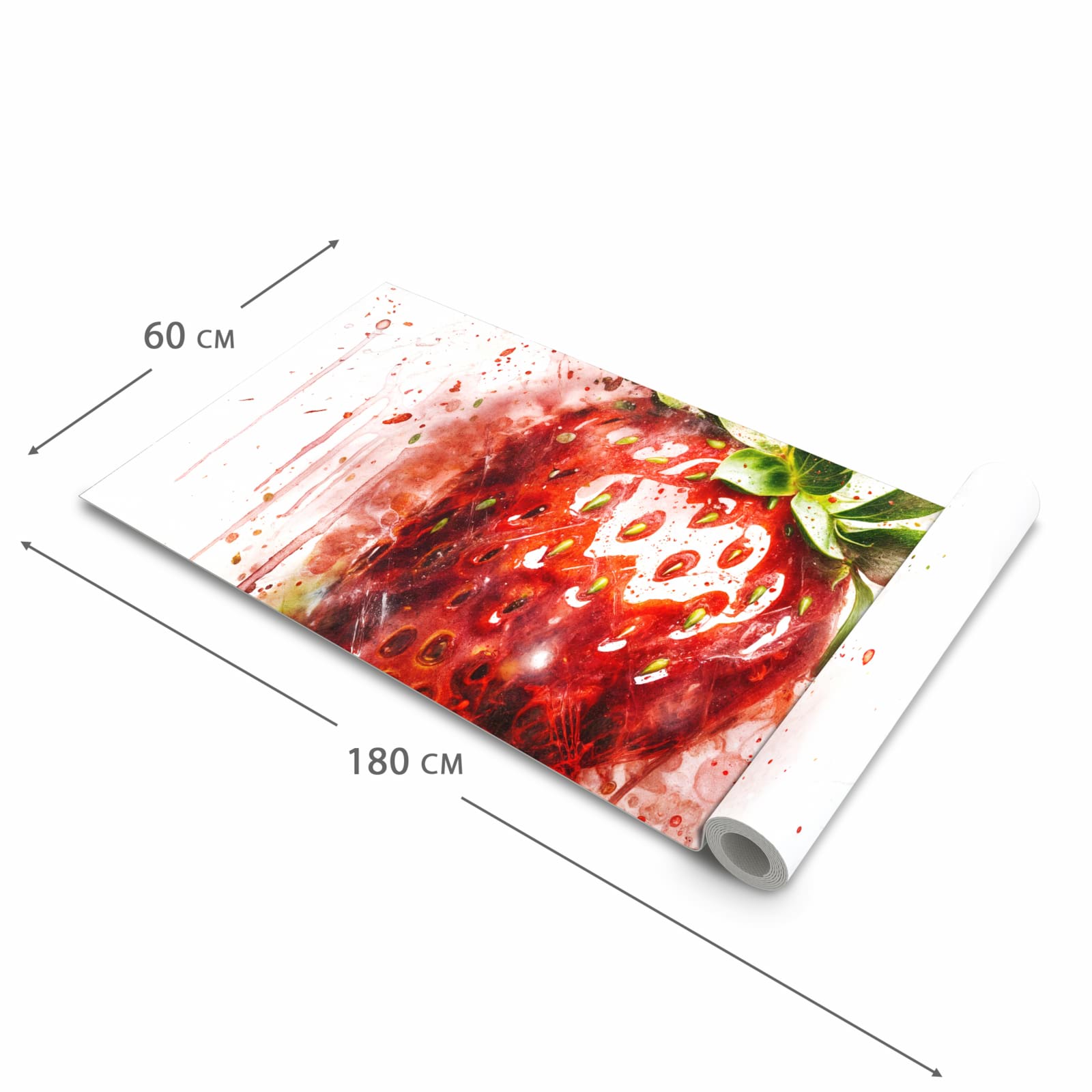 Geräuschdämpfender Küchenteppich mit Motiv Erdbeerkunstwerk in der Größe 60x240 cm