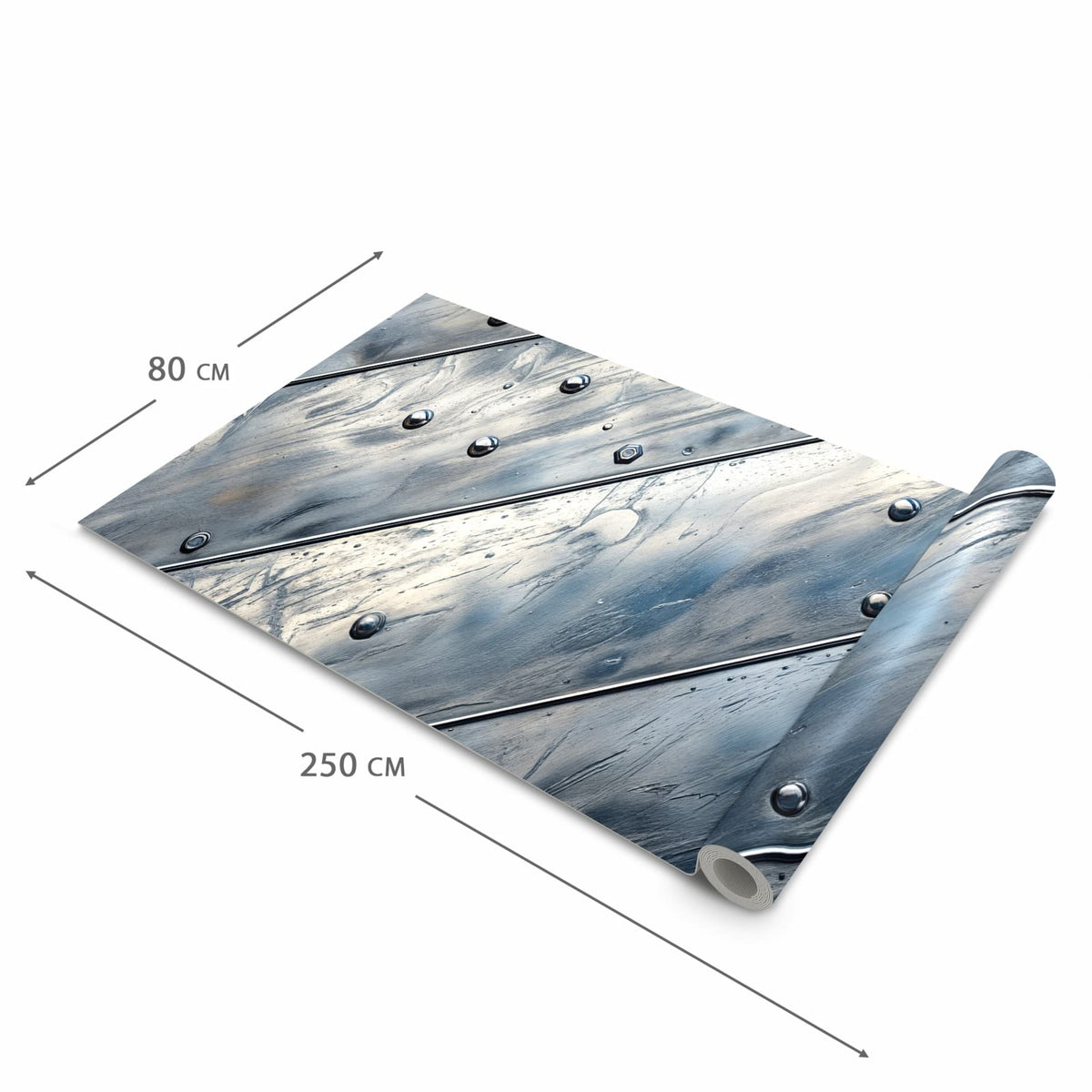 Bodenschonender Teppich fürs Esszimmer mit Motiv Metallplatte in der Größe 60x240 cm