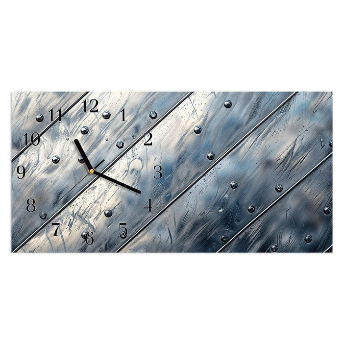 Wanduhr Metallplatte aus Glas – Querformat 60 × 30 cm mit Ziffernblatt Klassisch