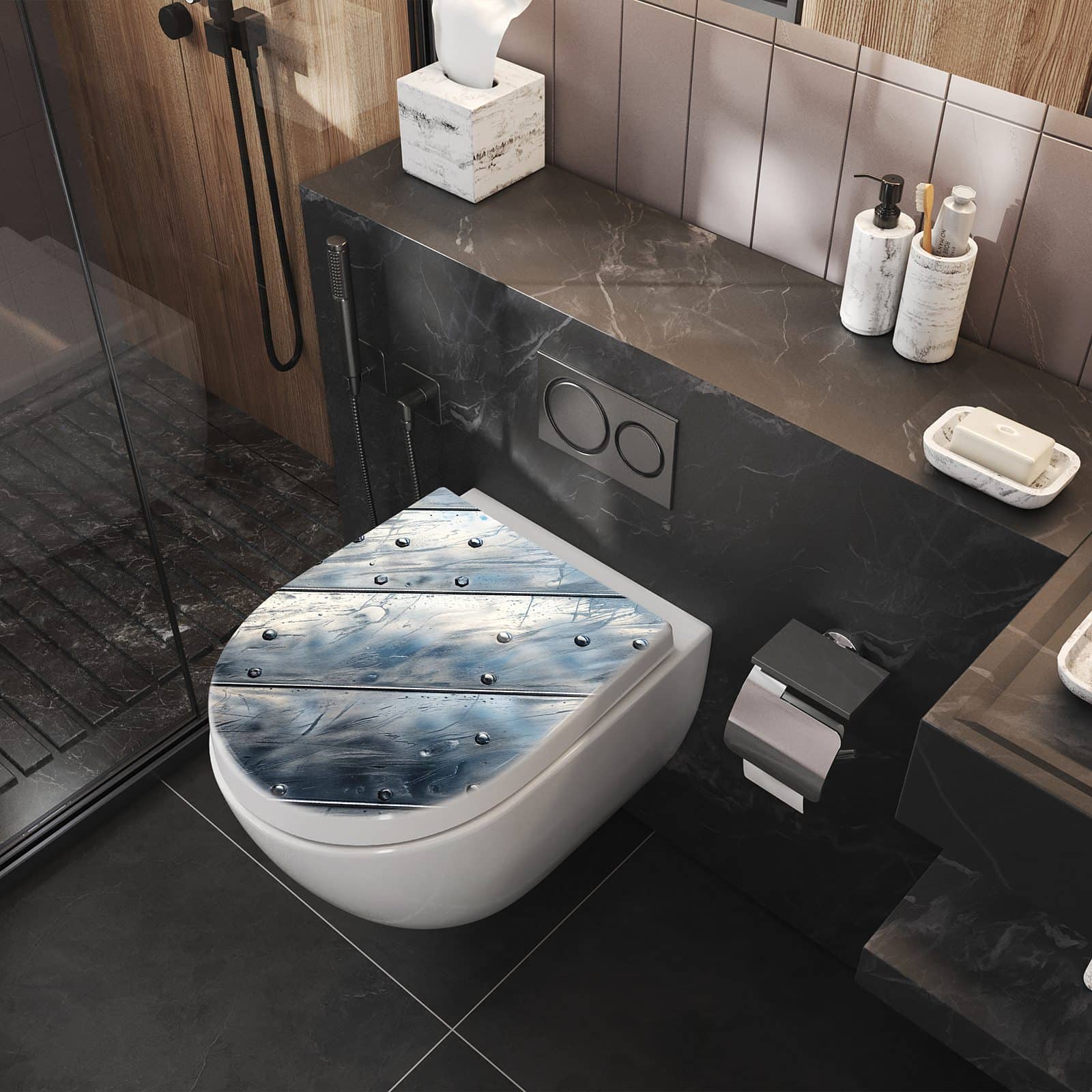 WC-Sitz mit Absenkautomatik Metallplatte