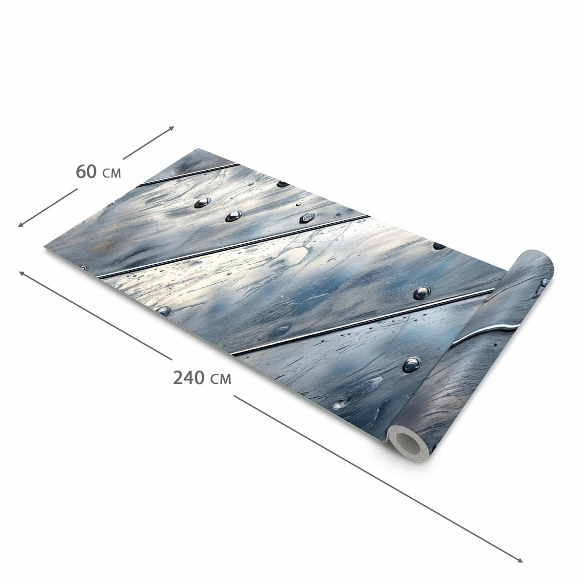 Strapazierfähiger Läufer für den Eingangsbereich mit Motiv Metallplatte in der Größe 60x240 cm