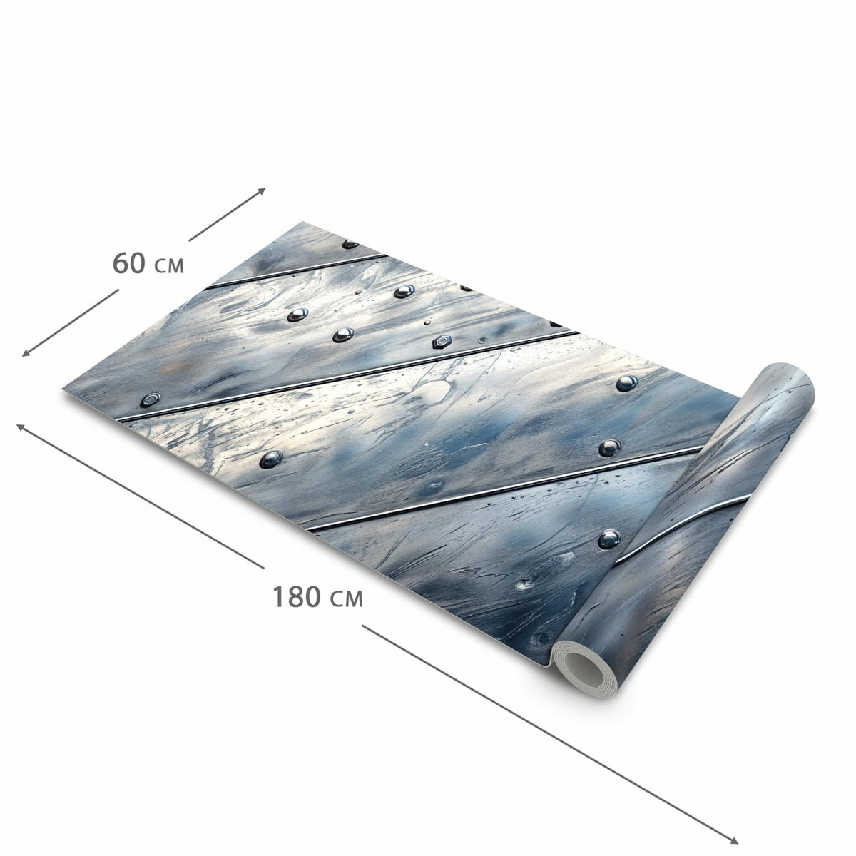 Hygienischer Küchenläufer mit Motiv Metallplatte in der Größe 60x240 cm für den Flur
