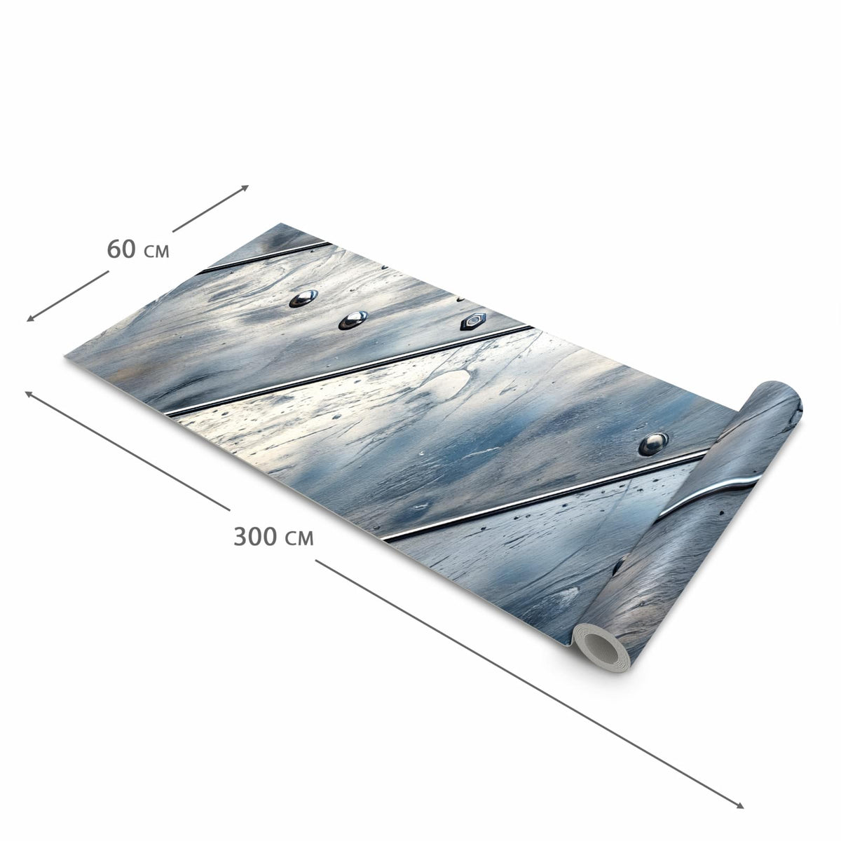 Langlebiger dünner Küchenteppich mit Motiv Metallplatte in der Grösse 60x240 cm