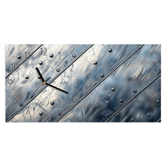 Wanduhr Metallplatte aus Glas – Querformat 60 × 30 cm mit Ziffernblatt Elegant