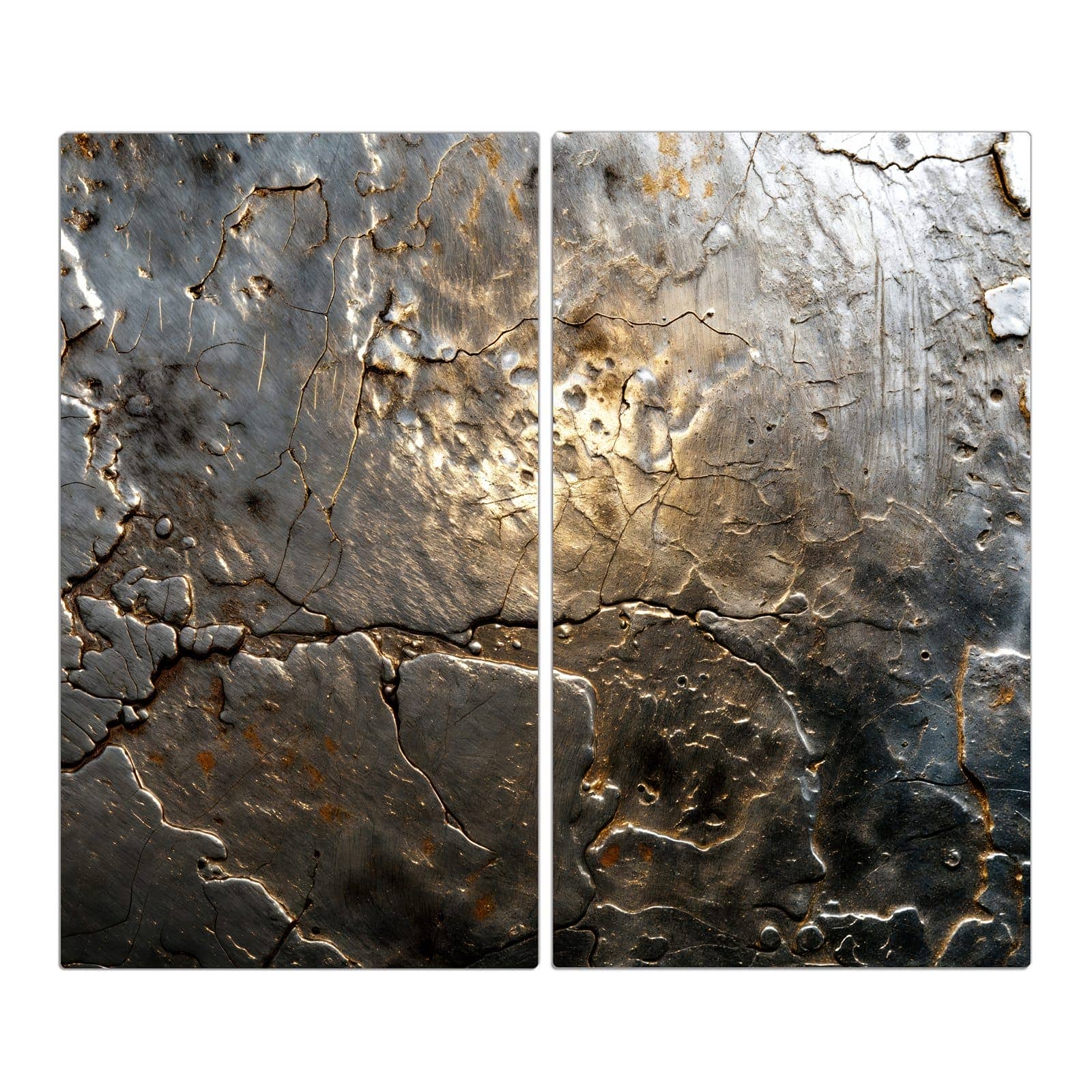 2-teilige Herd Schutzplatte mit Gekrakeltes Metall-Motiv in der Frontansicht #grösse_2-Teilig (60x52cm)