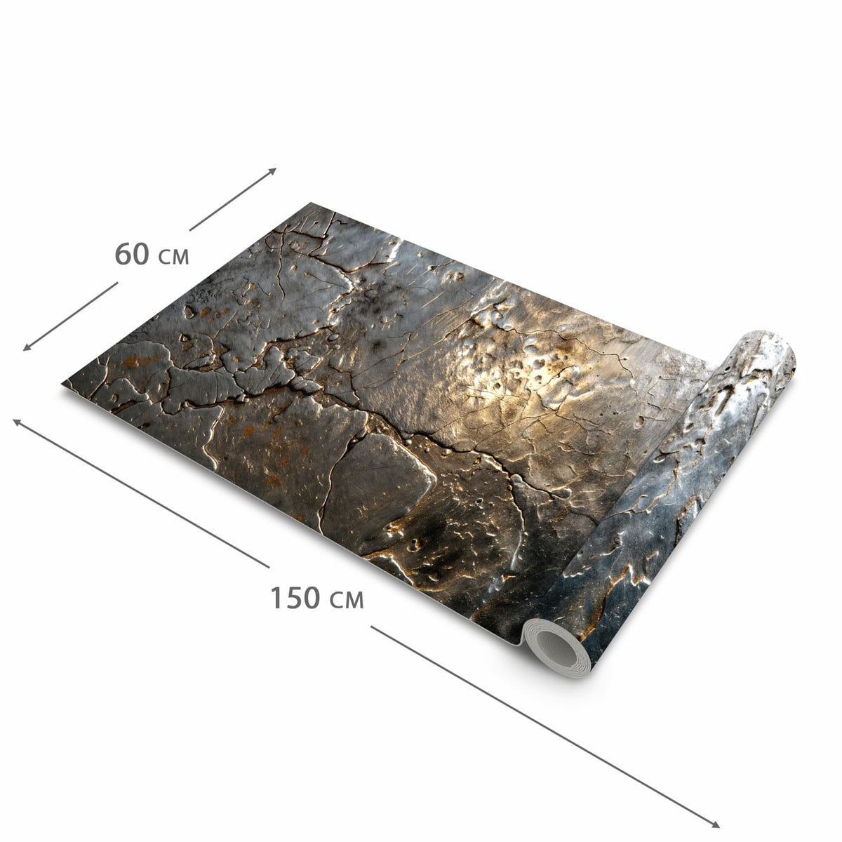 Abriebfester Küchenteppich mit Motiv Gekrakeltes Metall in der Grösse 60x180 cm