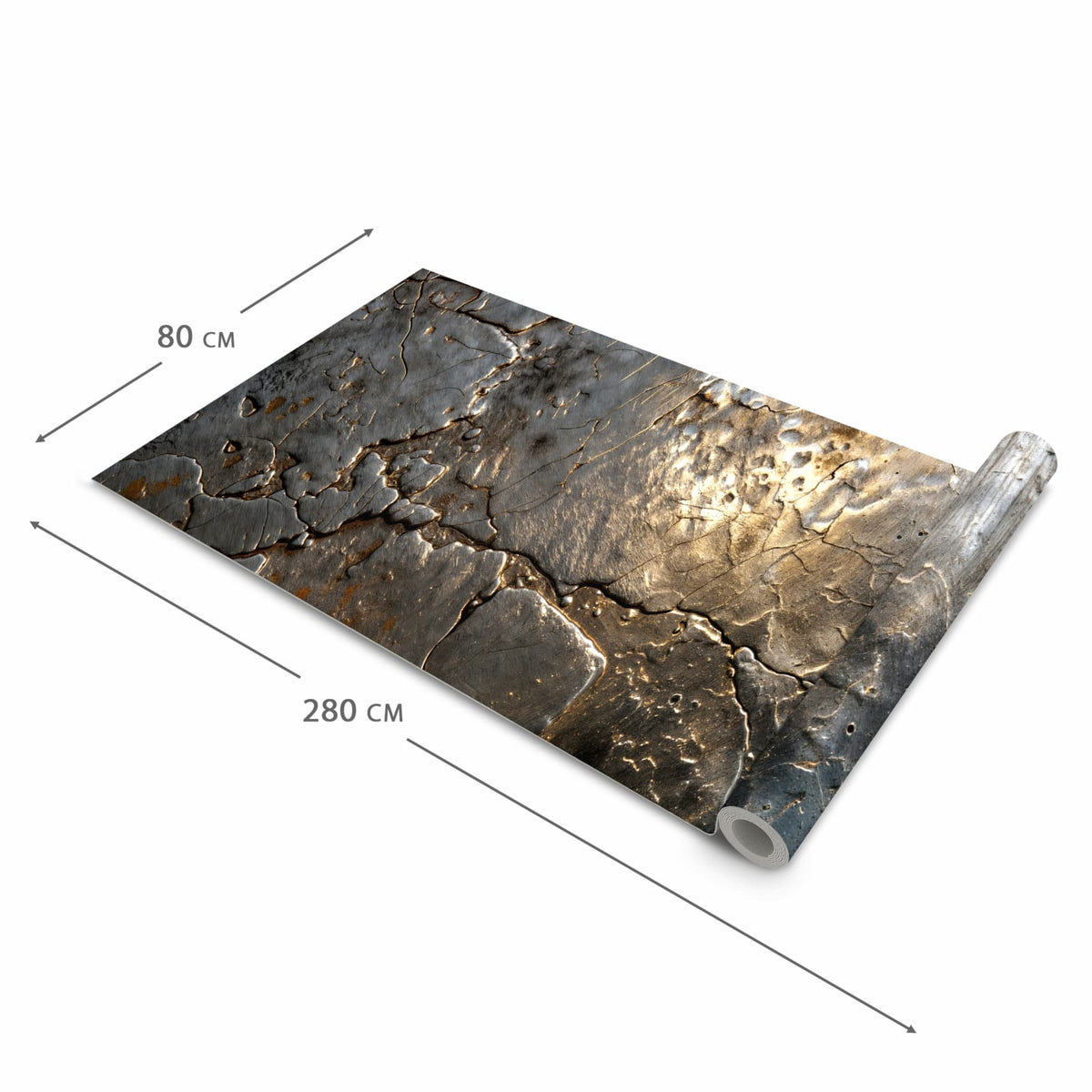 Flacher waschbarer Küchenteppich mit Motiv Gekrakeltes Metall in der Grösse 60x180 cm