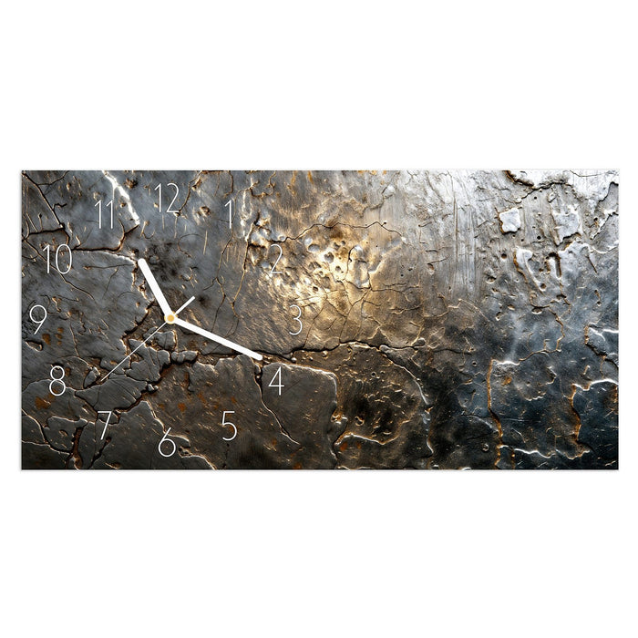 Wanduhr Gekrakeltes Metall aus Glas – Querformat 60 × 30 cm mit Ziffernblatt Elegant