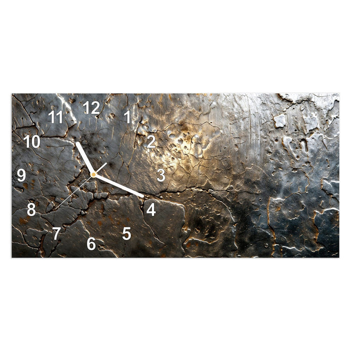 Wanduhr Gekrakeltes Metall aus Glas – Querformat 60 × 30 cm mit Ziffernblatt Modern