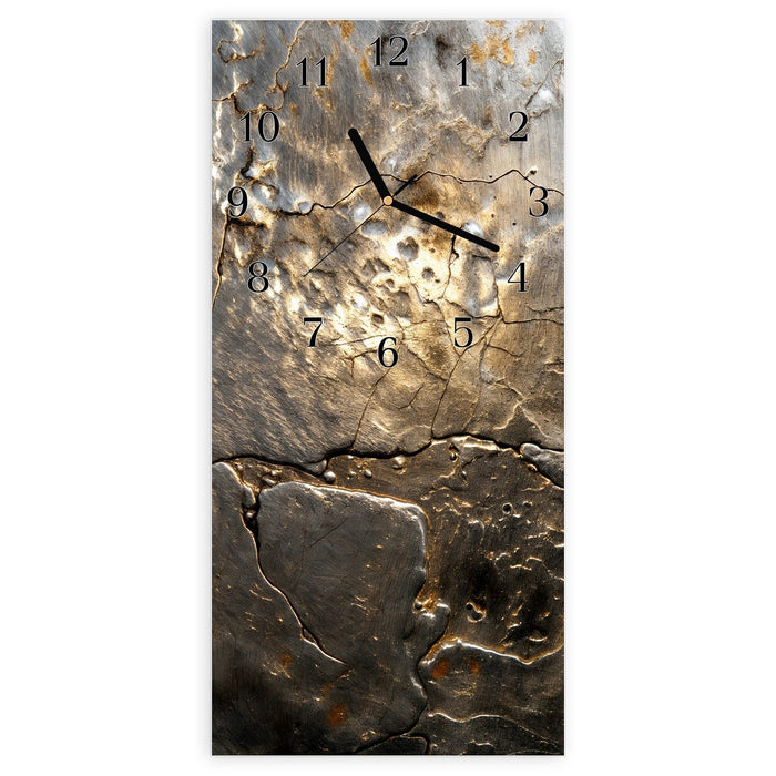 Wanduhr Gekrakeltes Metall aus Glas – Hochformat 30 × 60 cm mit Ziffernblatt Klassisch