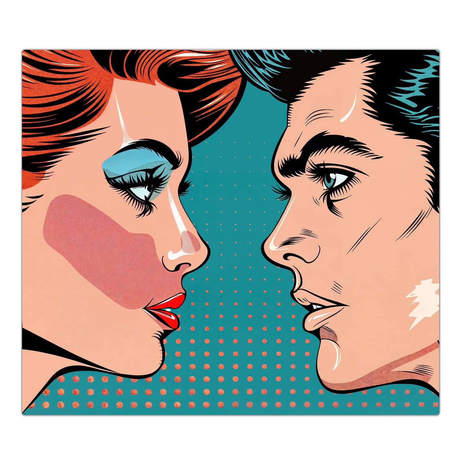 1-teilige Herdabdeckplatten für Ceranfeld mit Pop Art Paar-Motiv in der Frontansicht #grösse_1-Teilig (60x52cm)