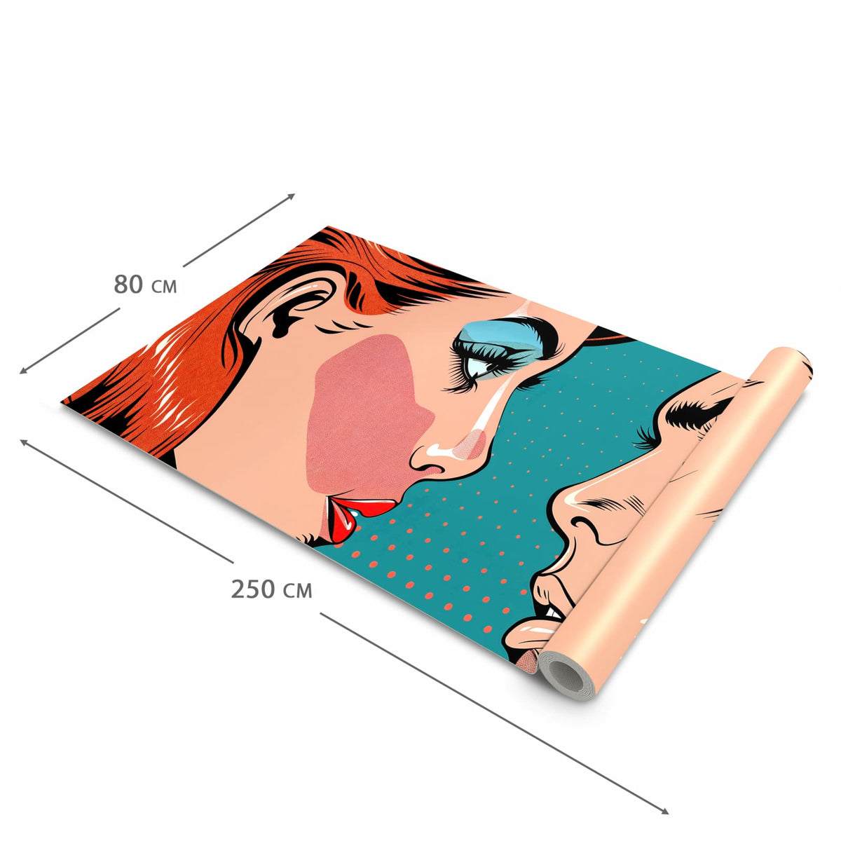 Bodenschonender abwaschbarer Küchenteppich mit Motiv Pop Art Paar in der Grösse 60x180 cm