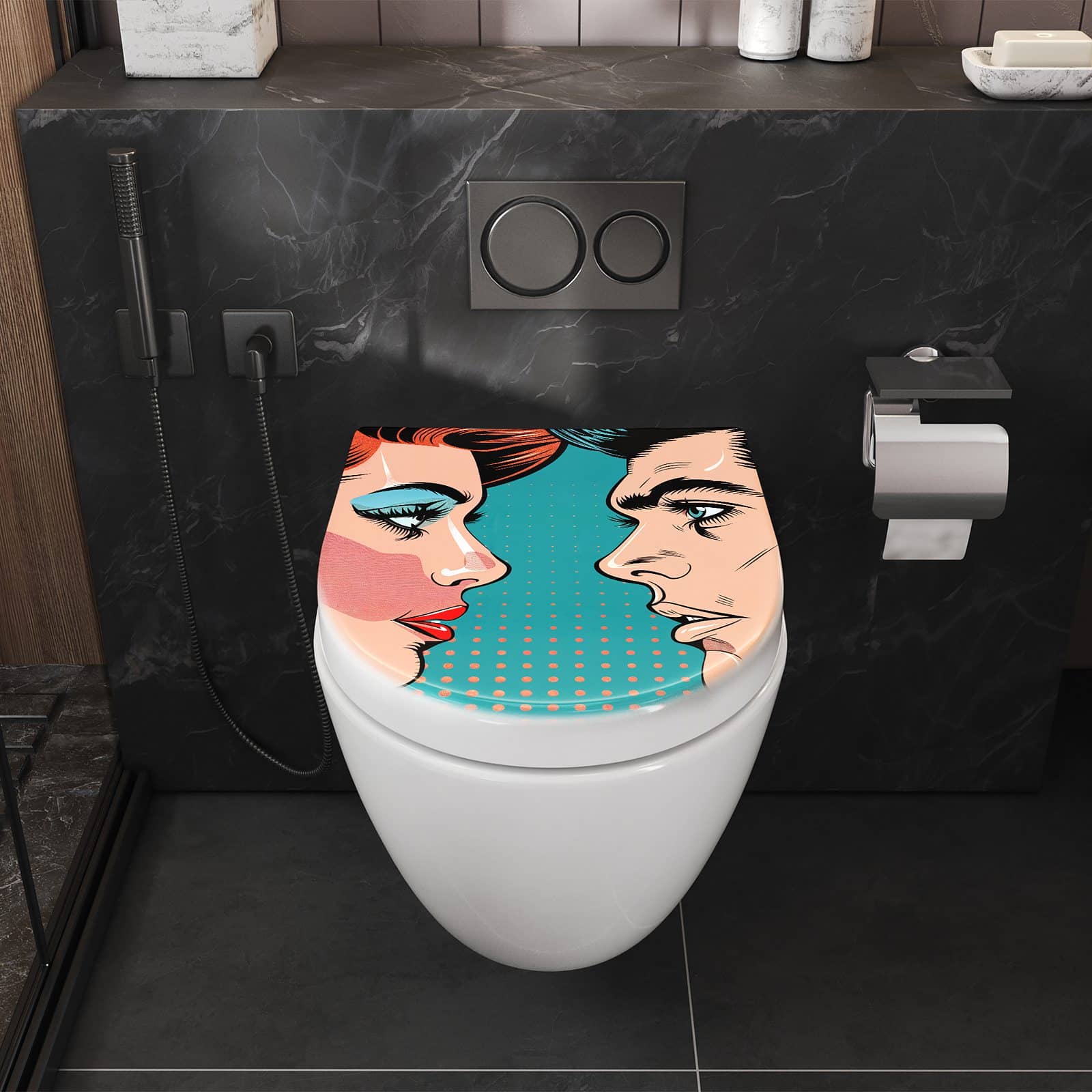 WC-Sitz mit Absenkautomatik Pop Art Paar