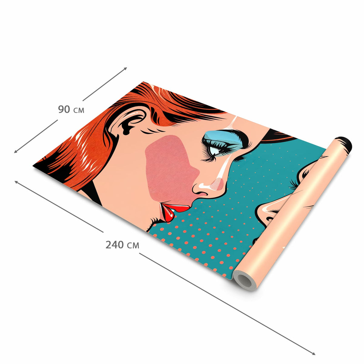 Zeitsparender Küchenteppich mit Motiv Pop Art Paar in der Grösse 60x180 cm