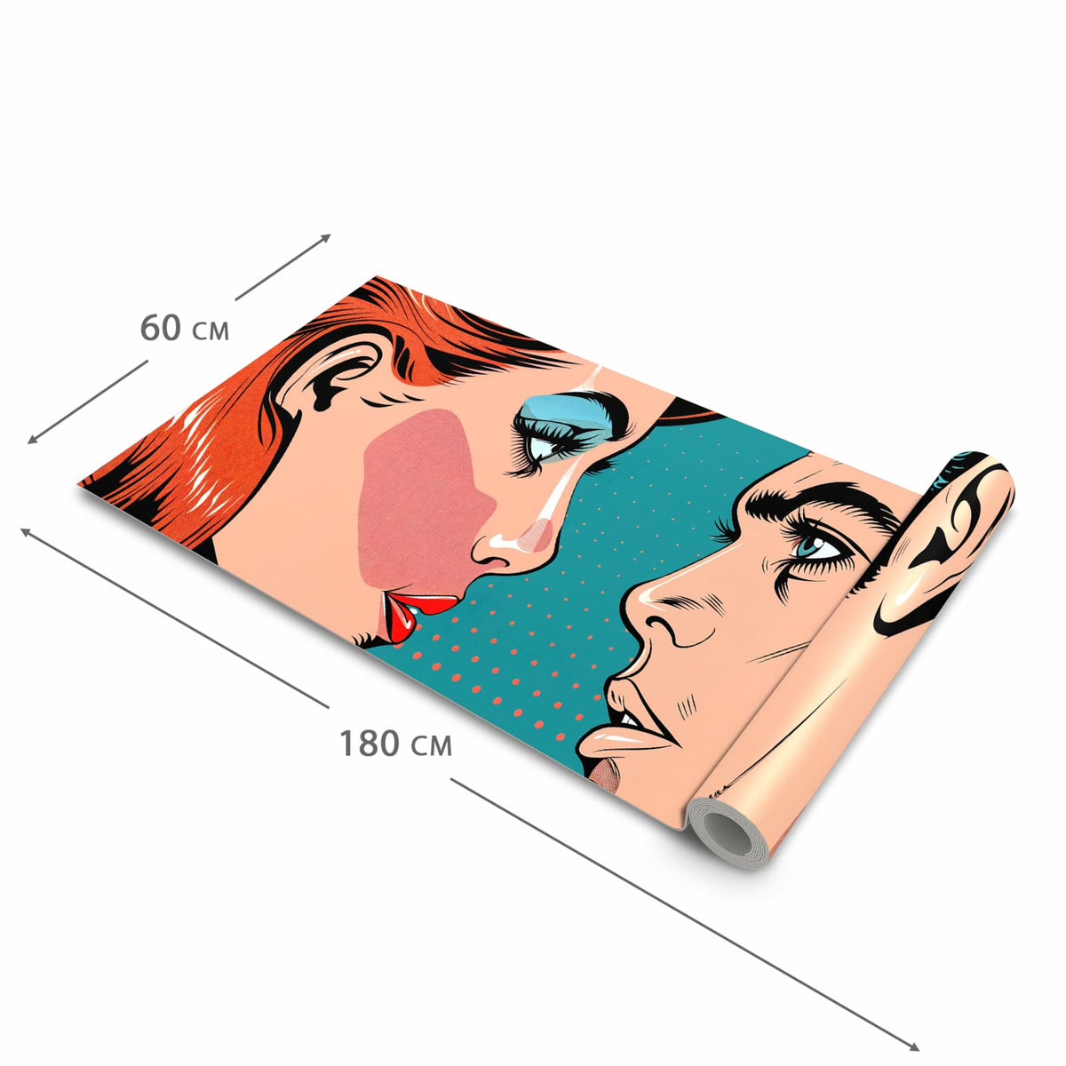 Waschbarer rutschfester Küchenläufer mit Motiv Pop Art Paar in der Größe 60x180 cm