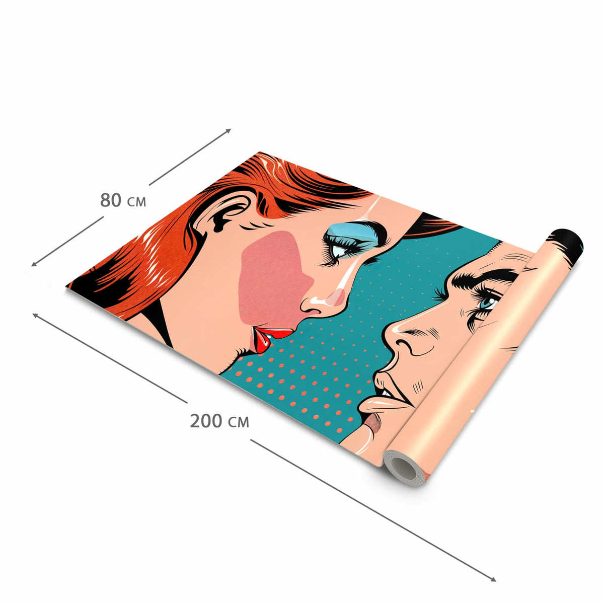 Abwaschbarer Küchenläufer mit Motiv Pop Art Paar in der Grösse 60x180 cm für Ordnung