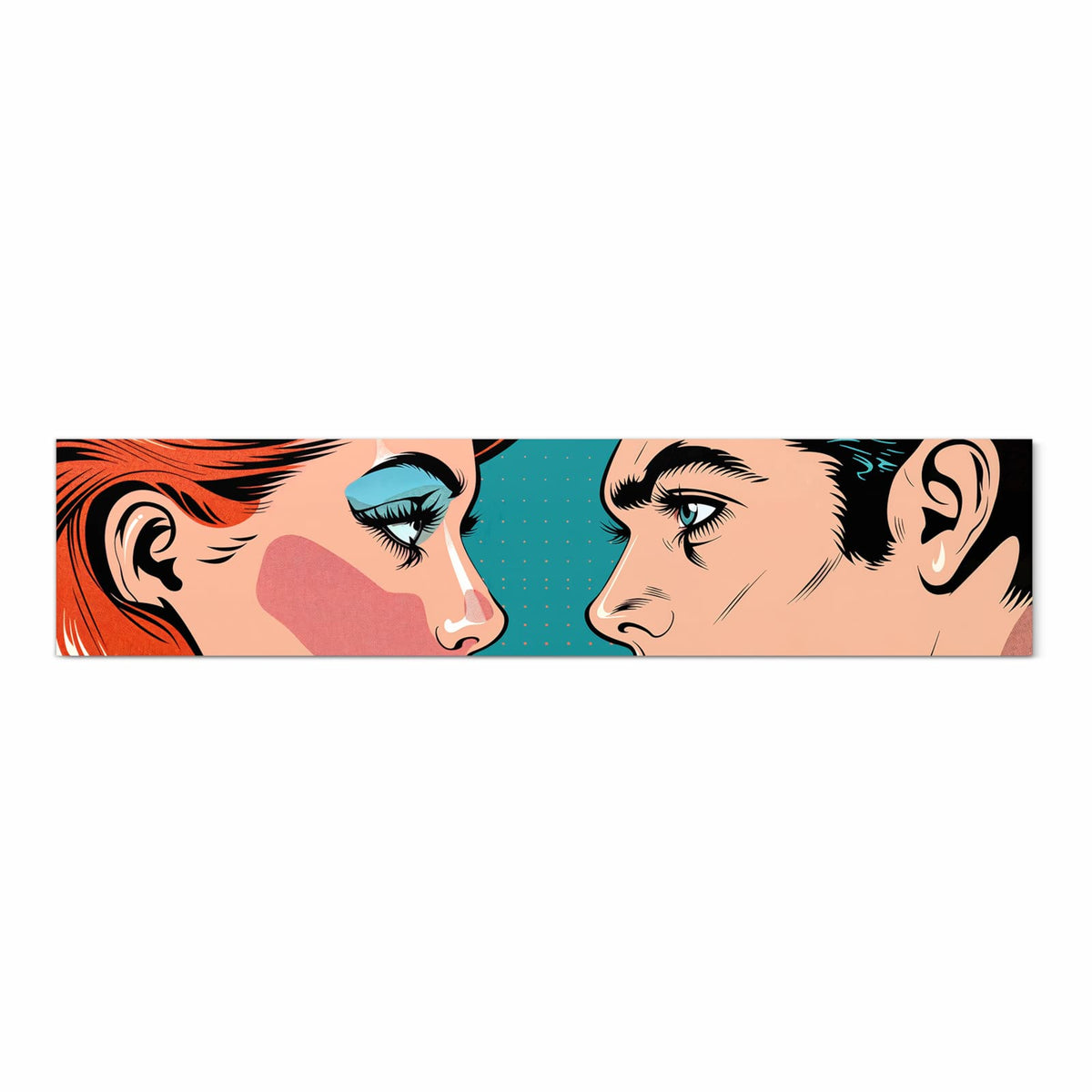 Formstabiler abwaschbarer Küchenteppich mit Motiv Pop Art Paar in Frontansicht