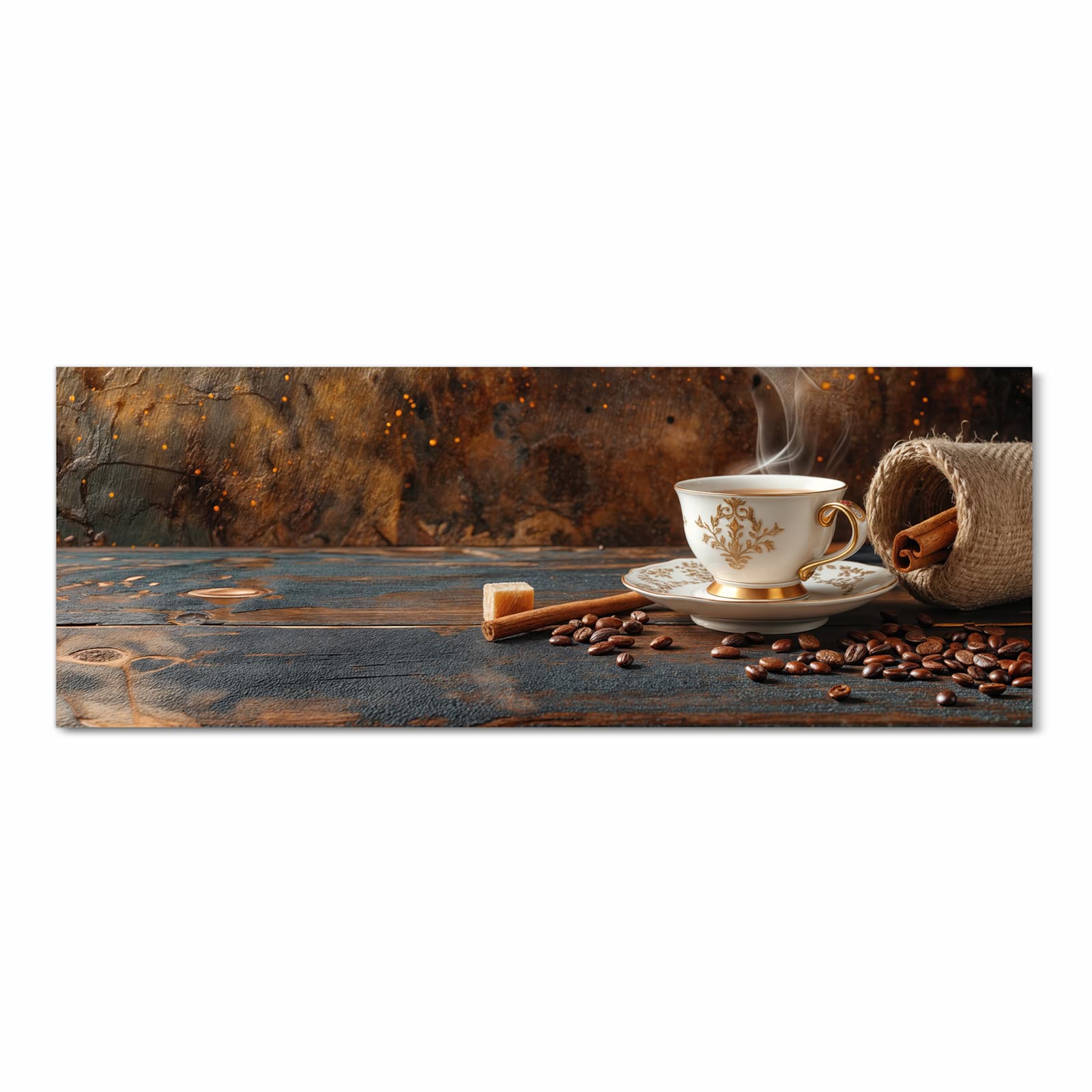 Feuchtigkeitsresistenter moderner Küchenläufer mit Motiv Kaffee Und Zimt in Frontansicht