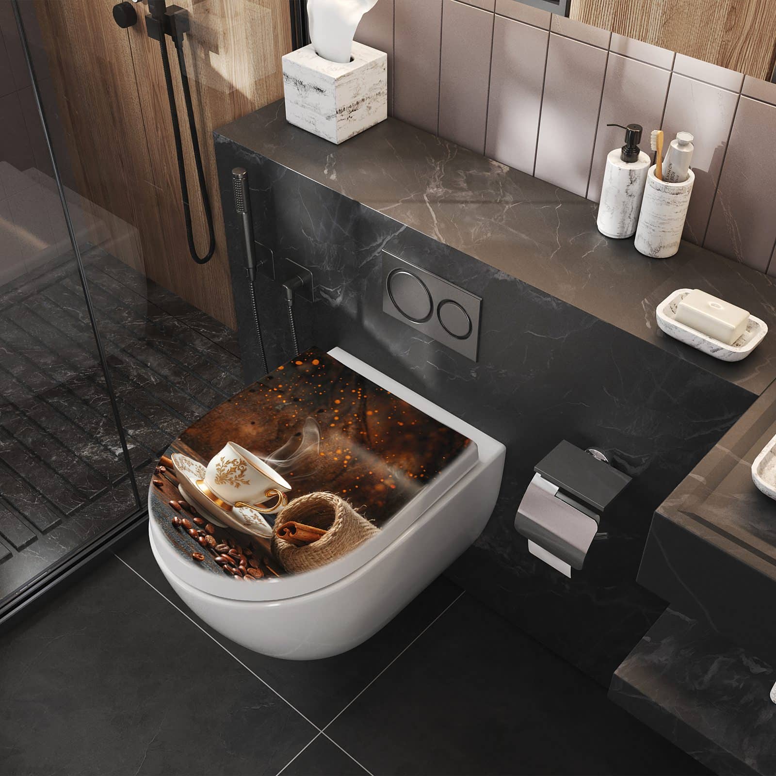 WC-Sitz mit Absenkautomatik Kaffee Und Zimt