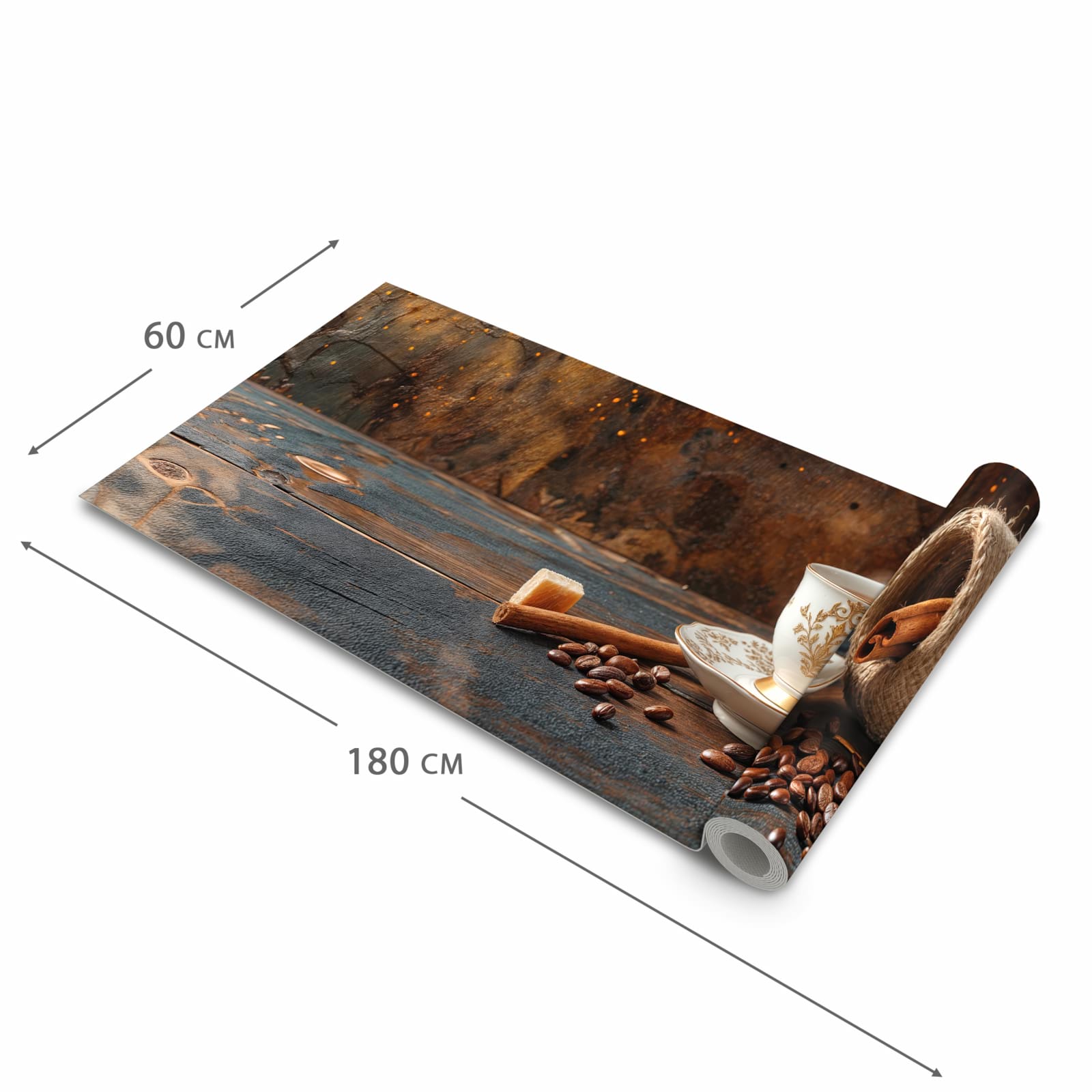 Wasserabweisender Küchenteppich mit Motiv Kaffee Und Zimt in der Grösse 60x150 cm