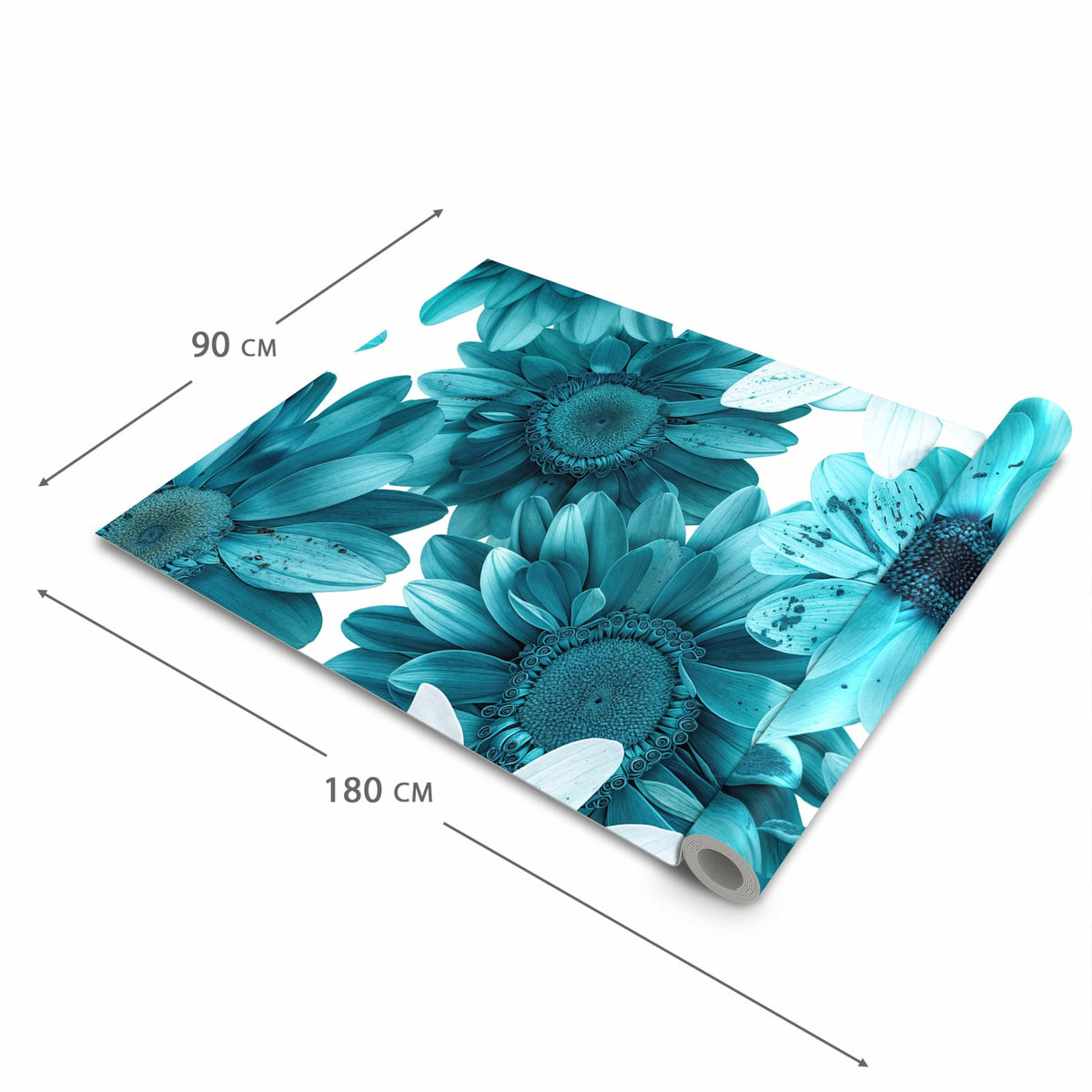 Geräuschdämpfender Küchenteppich mit Motiv Blaue Blütenpracht in der Grösse 60x150 cm