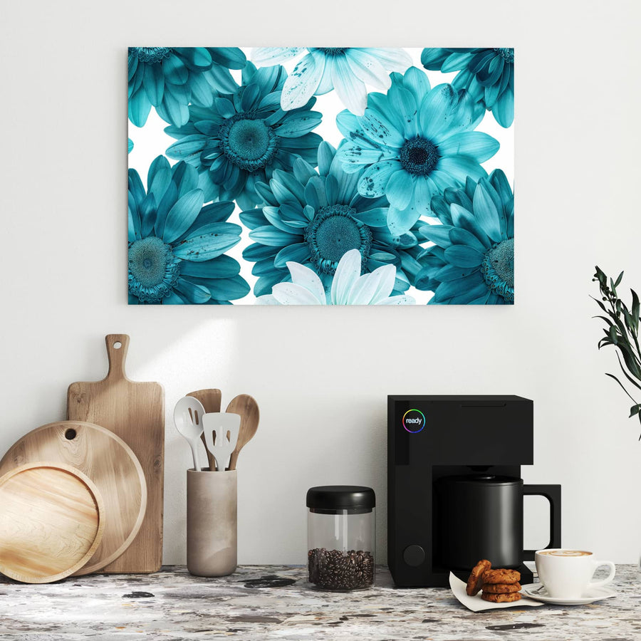 Maße Metall Magnettafel - Türkisblaue Blüten
