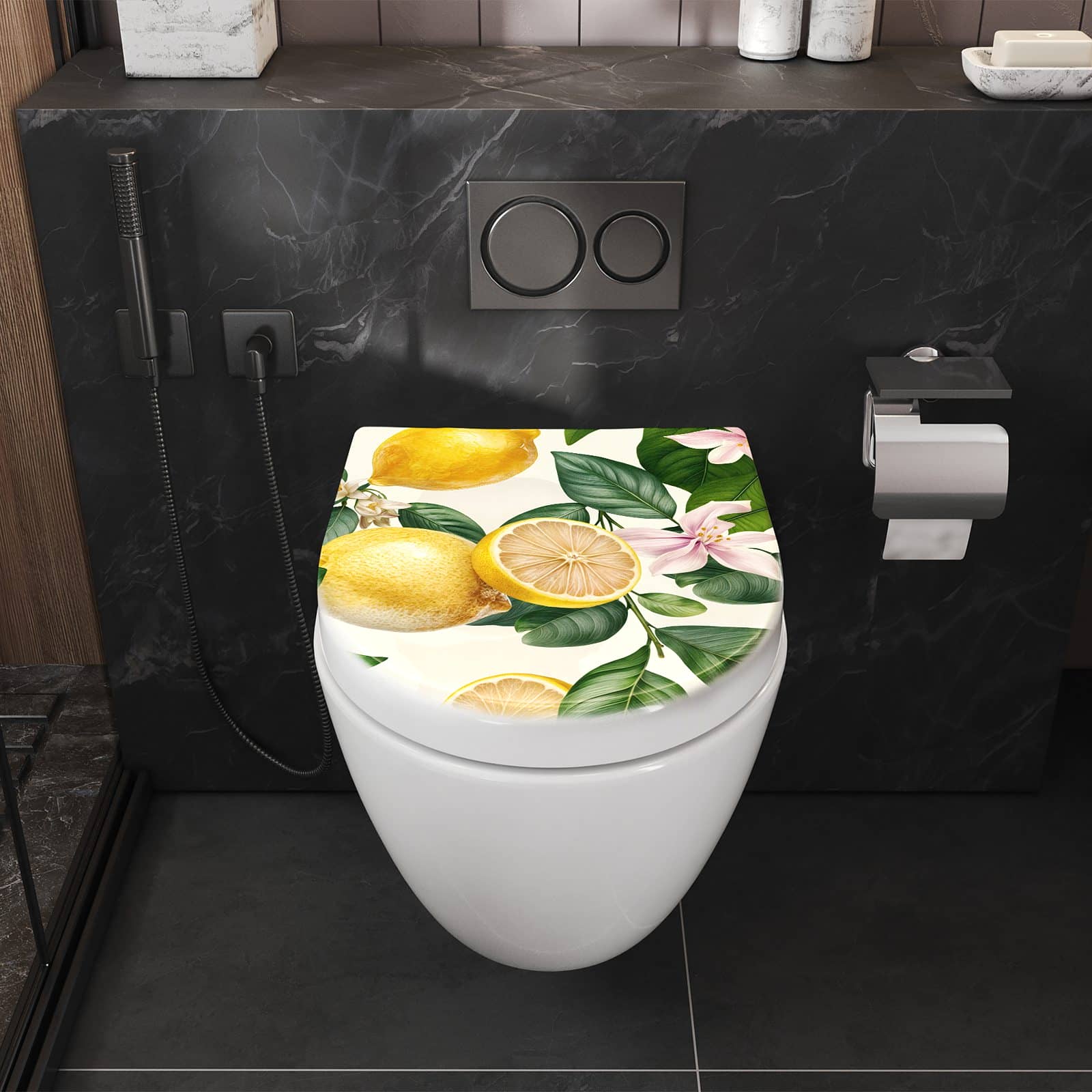 WC-Sitz mit Absenkautomatik Zitronenblumen