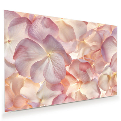Wandbild mit dem Motiv Hortensien in Pastell