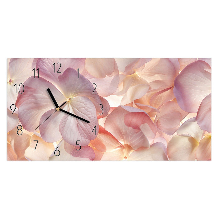 Wanduhr Pastellblütenzauber aus Glas – Querformat 60 × 30 cm mit Ziffernblatt Elegant