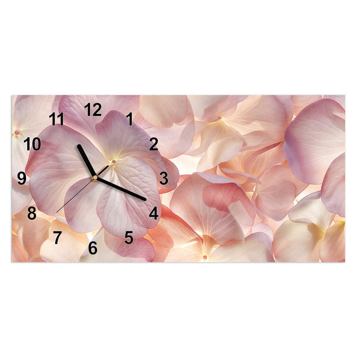 Wanduhr Pastellblütenzauber aus Glas – Querformat 60 × 30 cm mit Ziffernblatt Modern