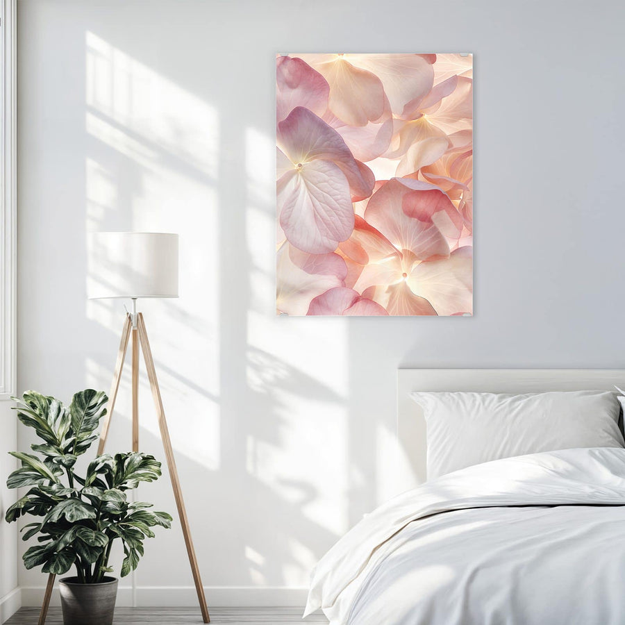 Maße Wandbild - Hortensien in Pastell - Hochformat