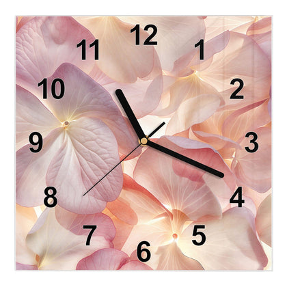 Wanduhr Quadratisch mit dem Motiv Hortensien in Pastell