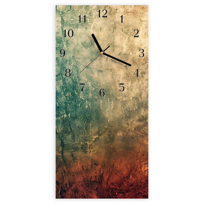 Wanduhr Strukturierte Farbe aus Glas – Hochformat 30 × 60 cm mit Ziffernblatt Klassisch