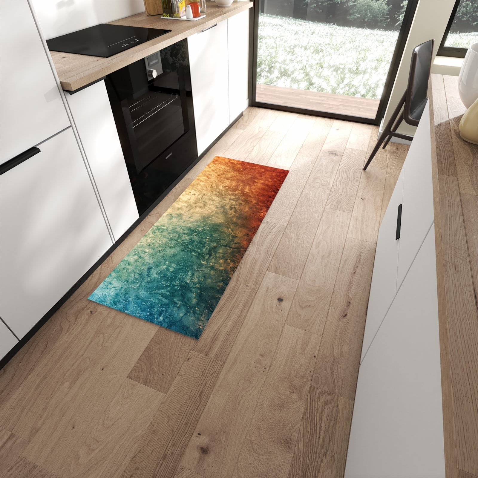 Wasserabweisender Küchenteppich mit Motiv Strukturierte Farbe in moderner Küche #grösse_60 x 150 cm