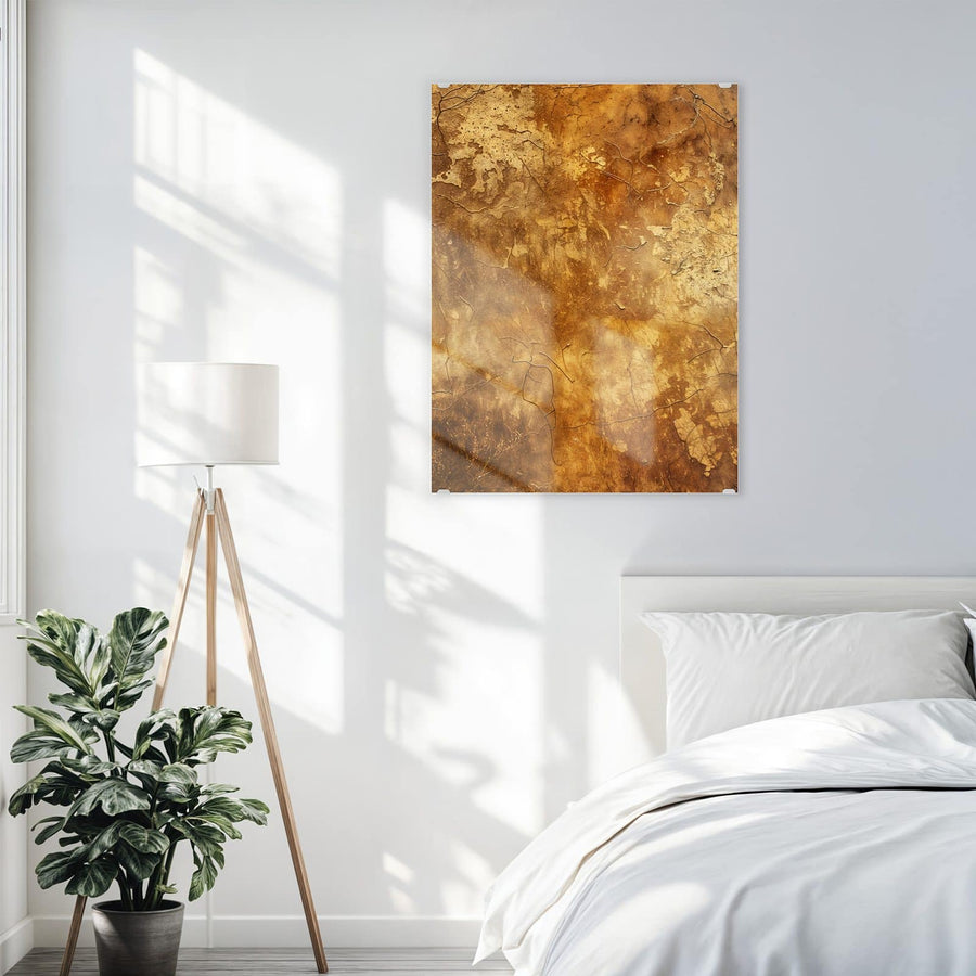 Maße Wandbild - Risse in Ockerbraun - Hochformat